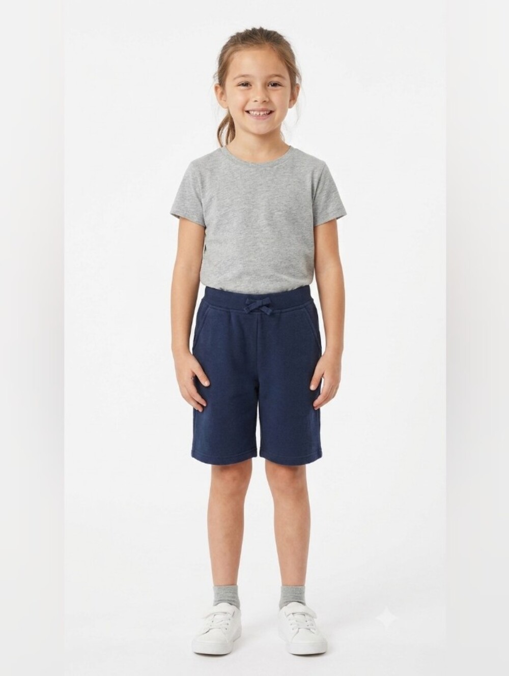 Girls Navy Cotton Drawstring Shorts Sz10